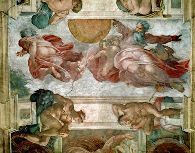 Sixtinische Kapelle Decke: Schöpfung von Sonne und Mond, 1508-12 von Michelangelo Buonarroti